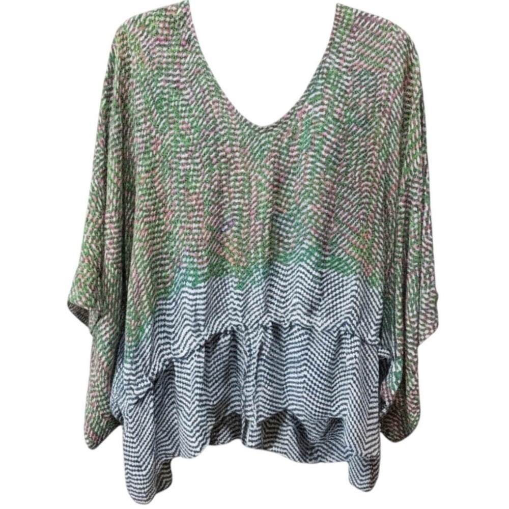 Cabi V-Neck‎ Drawstring Blouse Sheer Women L Green Bohemian Flowy Indie
Beachy